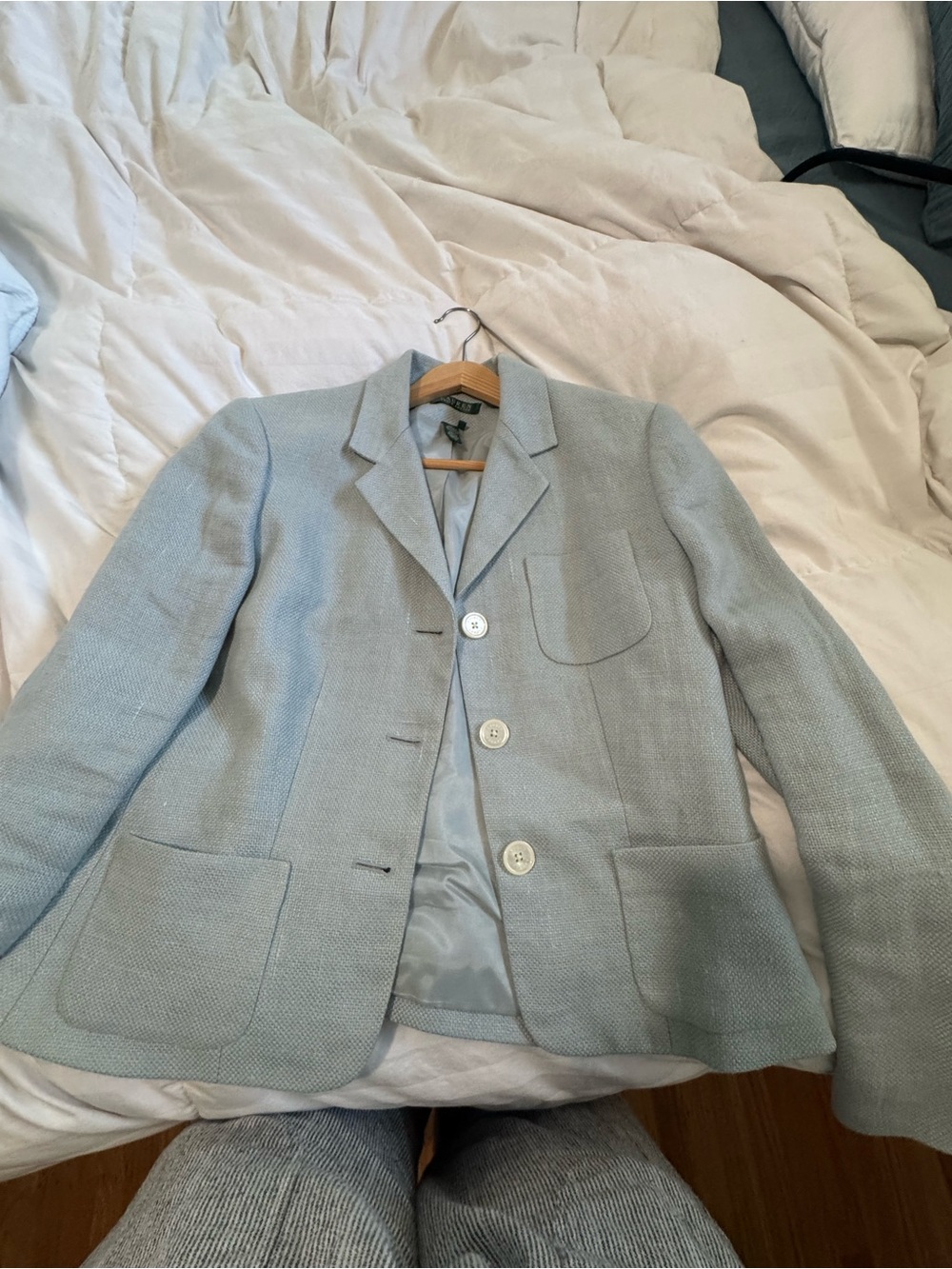 Lauren Ralph Lauren Light Blue Textured Blazer